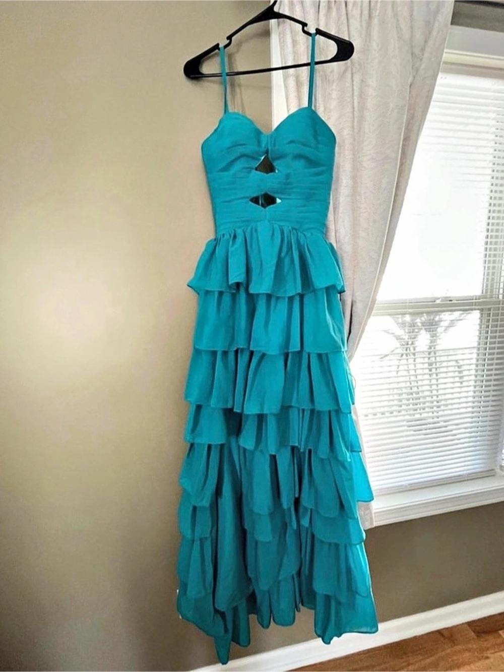 Tiered Cutout Maxi Dress in Blue Like New